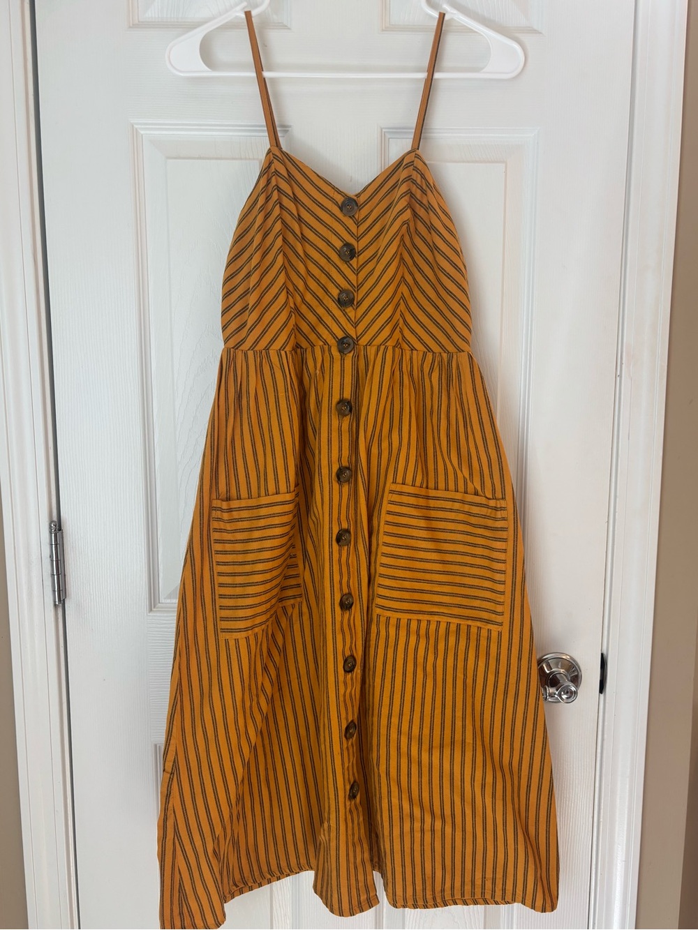 Japna Mustard Yellow Striped Midi Dress